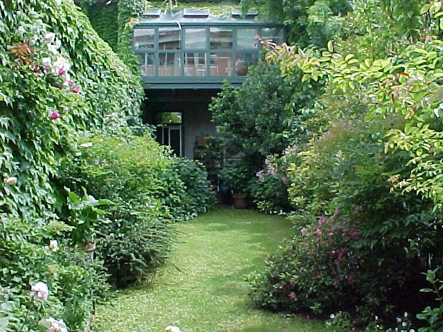 Giardino raccolto con vegetazione rigogliosa